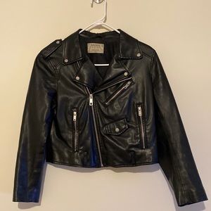 Faux Leather Bomber Jacket